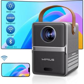 Mini Projecteur, 8000 Lumens 5G WiFi Bluetooth 5.2 WiMiUS Vidéoprojecteur  Portable, Supporte 1080P Full HD Projecteur Home Cinéma