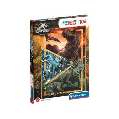 Puzzle 104 Pieces Jurassic World Dinosaures T-Rex Et Velociraptor Triceratops - Puzzle Enfant Dino - Animaux Pr?histoire