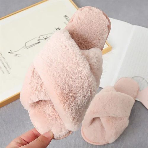 Chaussures Pantoufles Croisées En Fourrure Moelleuse Pour Femmestoboggans Pour La Maisonplateforme Intérieuretongs De Sol Plateschaussures Pour Dameshivermode