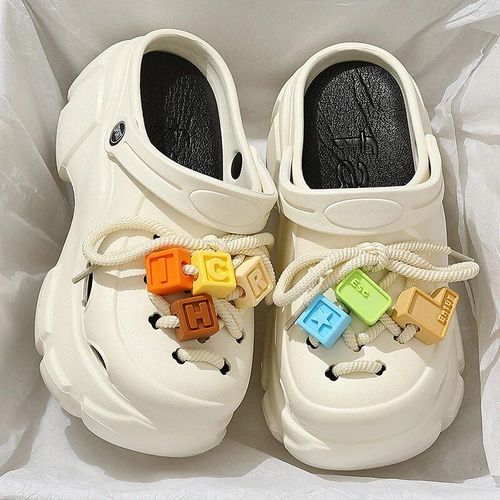 Chaussures Qyckabychaussures De Jardin Trous De Chat Pour Femmessandales Souples D'été Semelle Optique Talons Hautspantoufles De Plage D'extérieur Bricolage