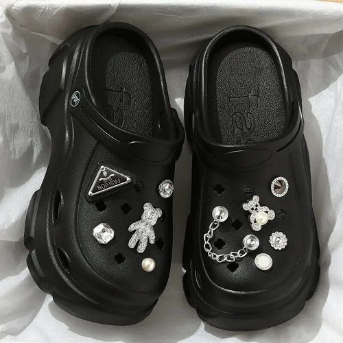 Qyckaby-Chaussures De Jardin À Trous De Chat Pour Femmes,Sandales Souples D'été À Semelle Optique À Talons Hauts,Pantoufles De Plage D'extérieur Bricolage,2023