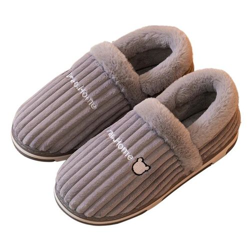 Chaussures Comwarmpantoufles Antidérapantes En Fourrure Et Peluche Pour Femmechaussures D'extérieurrespirantesoptiquessemelle Platesouplespour La Maisonhiver