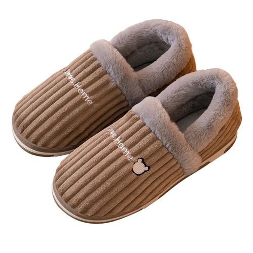 Chaussures Comwarmpantoufles Antidérapantes En Fourrure Et Peluche Pour Femmechaussures D'extérieurrespirantesoptiquessemelle Platesouplespour La Maisonhiver