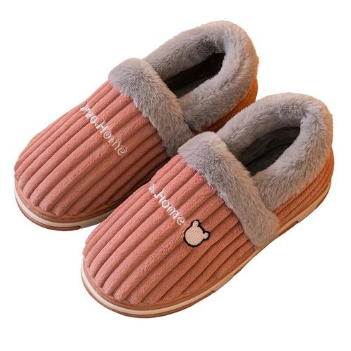 Chaussures Comwarmpantoufles Antidérapantes En Fourrure Et Peluche Pour Femmechaussures D'extérieurrespirantesoptiquessemelle Platesouplespour La Maisonhiver