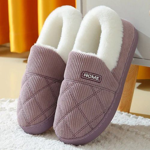 Chaussures Comwarmpantoufles Antidérapantes En Fourrure Et Peluche Pour Femmechaussures D'extérieurrespirantesoptiquessemelle Platesouplespour La Maisonhiver