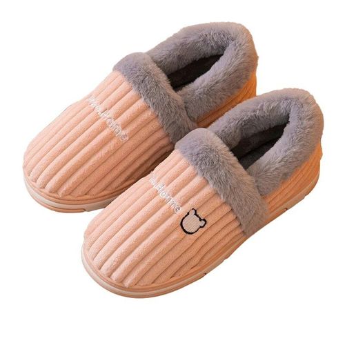 Chaussures Comwarmpantoufles Antidérapantes En Fourrure Et Peluche Pour Femmechaussures D'extérieurrespirantesoptiquessemelle Platesouplespour La Maisonhiver
