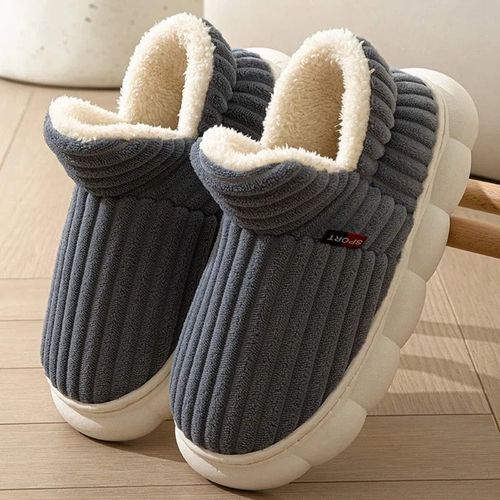 Chaussures Pantoufles Courtes En Peluche Coordonnantes Pour Coupletoboggans De Chambre Coucherchaussures D'intérieur Doucesfourrurechaudhivermaisonhommesfemmesnouvelle Mode