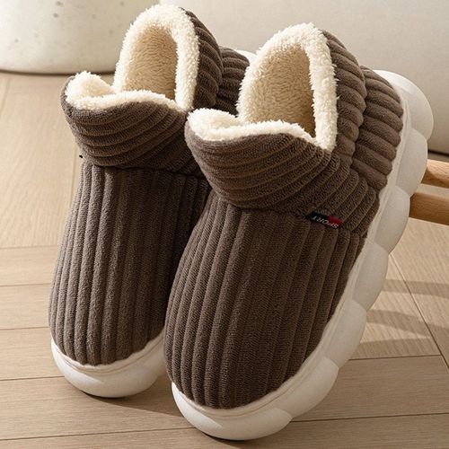 Chaussures Pantoufles Courtes En Peluche Coordonnantes Pour Coupletoboggans De Chambre Coucherchaussures D'intérieur Doucesfourrurechaudhivermaisonhommesfemmesnouvelle Mode