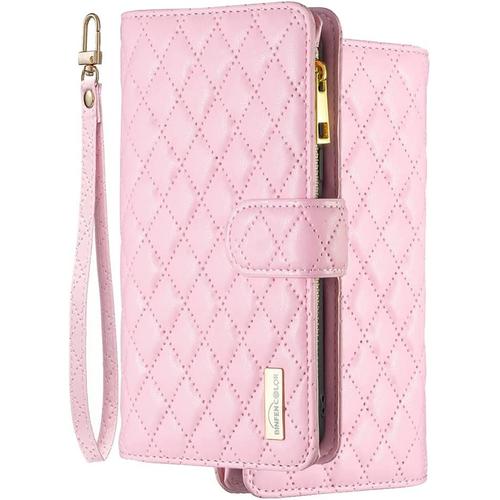 Housse Coque Pour Realme 9 Pro Etui Cuir De Ceinture Portefeuille À Glissière Avec 9 Fentes Cartes Et Rabat Protecteur Silicone Souple Étuis Housse Pour Realme 9 Pro, Rose