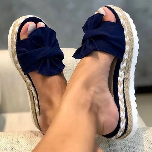 Chaussures Sandales Talons Compensés Pour Femmespantoufles Plateformepantoufles N?udchaussures De Plagelégantesété