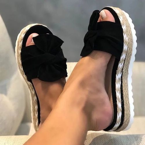 Chaussures Sandales Talons Compensés Pour Femmespantoufles Plateformepantoufles N?udchaussures De Plagelégantesété