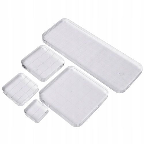 Bloc De Tampon En Caoutchouc 5 Pieces Acrylique Transparent