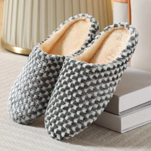 Chaussures Chaussons D'intérieur En Fourrure Pour Femmes Et Hommeschaussures De Maison Chaudes En Peluchetoboggans De Sol Confortableschaussures De Chambre Silencieuseshiver