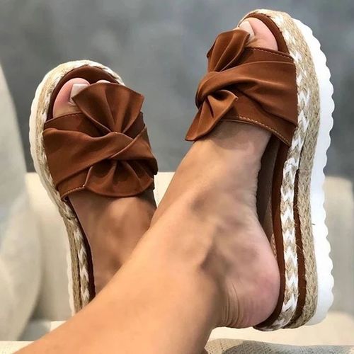 Chaussures Sandales Talons Compensés Pour Femmespantoufles Plateformepantoufles N?udchaussures De Plagelégantesété