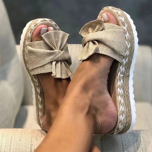 Chaussures Sandales Talons Compensés Pour Femmespantoufles Plateformepantoufles N?udchaussures De Plagelégantesété