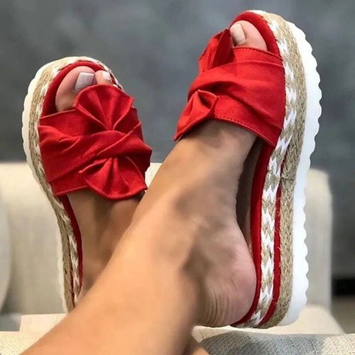 Chaussures Sandales Talons Compensés Pour Femmespantoufles Plateformepantoufles N?udchaussures De Plagelégantesété