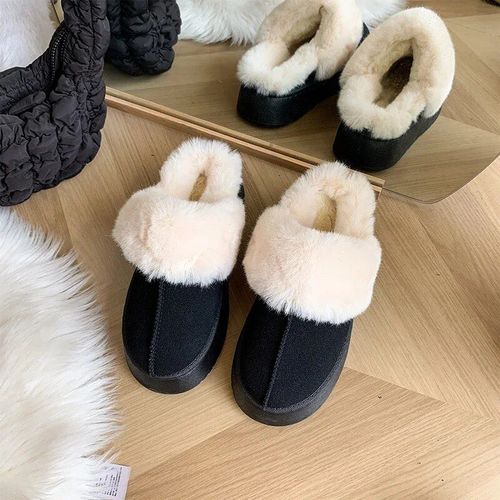 Chaussures Pantoufles En Fourrure Enfiler Pour Femmessandales En Peluche D'hiverdiapositives Plateforme De Luxesemelle Optique Fémininechaussures De Maison En Coton De Créateur