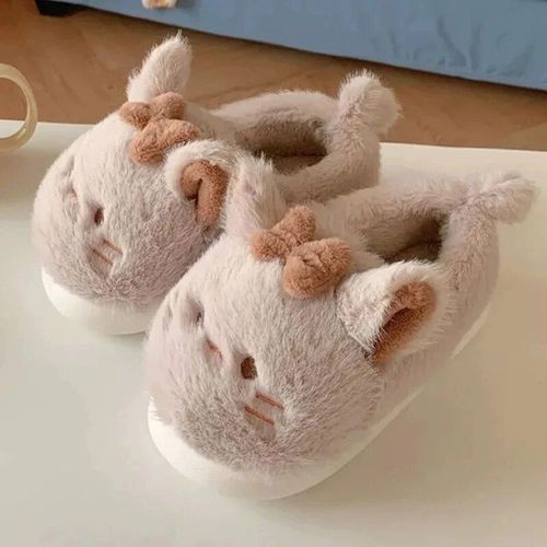 Chaussures Pantoufles Krasnopantoufles En Fourrure Moelleuses Pour Femmeschaussures Semelle Optique Plateformetoboggans De Maison En Mousse Mémoire De Forme Kawaiinoir Et Blancmignonhiver