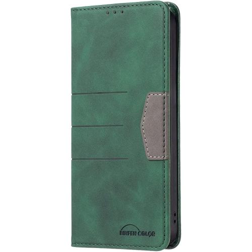 Housse Coque Pour Oppo A57 4g Etui Cuir Pour Oppo A57 4g Housse Coque Vec Fente Pour Carte Pochette Rabat Protecteur Magnétique Soft Tpu Silicone Ceinture Étui Oppo A57 4g, Vert