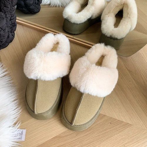 Chaussures Pantoufles En Fourrure Enfiler Pour Femmessandales En Peluche D'hiverdiapositives Plateforme De Luxesemelle Optique Fémininechaussures De Maison En Coton De Créateur
