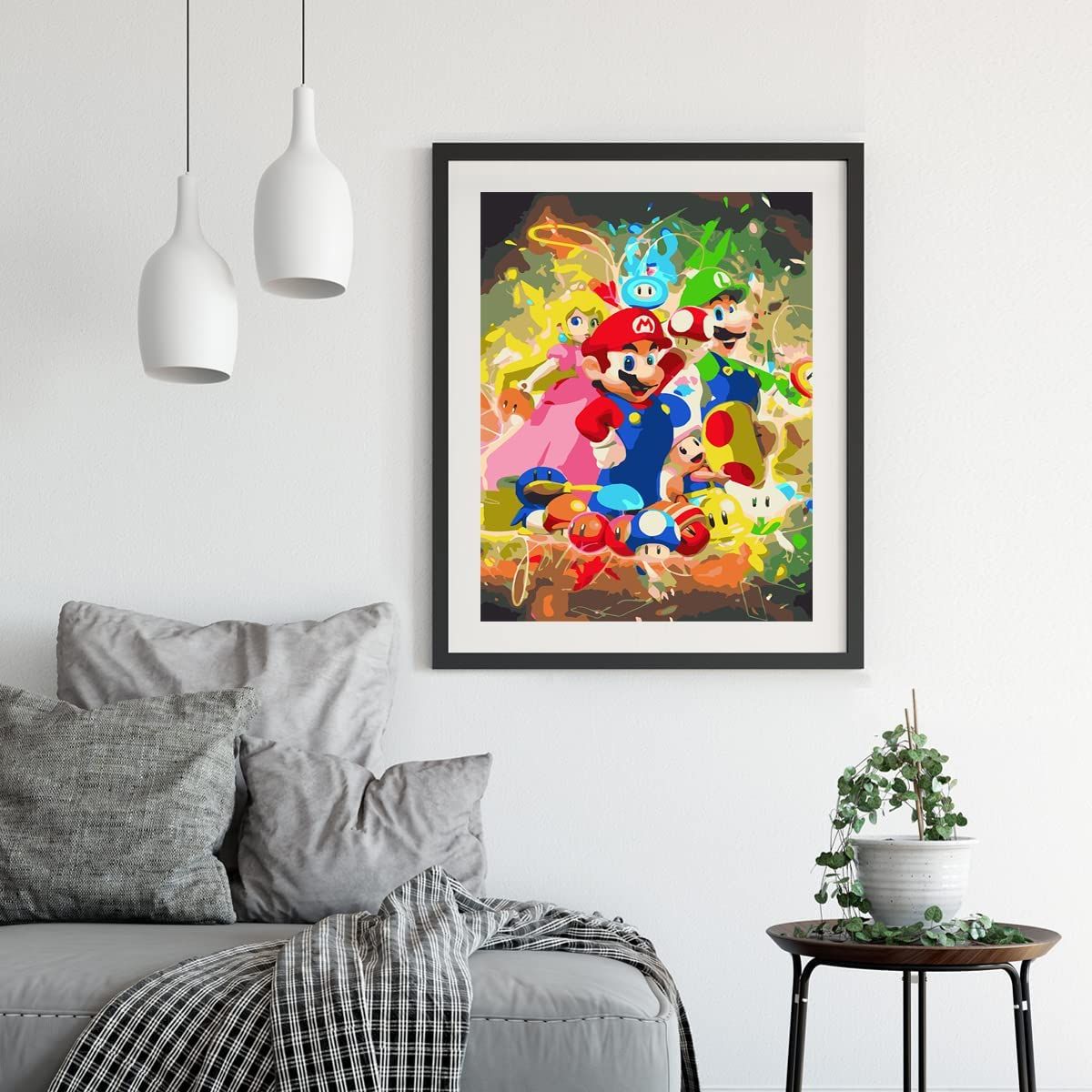 Super Bros Luigi Peinture Numero Adulte Anime,Mario Peinture Numero Enfant  Seniors Débutant,Kit de Peinture à l'huile sur Toile Bricolage,Pinceaux  Dessin Peinture Acrylique 40 * 50 cm (sans Cadre)