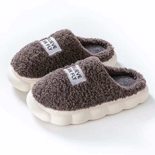Chaussures Chaussons Moelleux Chauds Pour Hommes Et Femmeschaussures En Coton Pelucheuxtalons Hautssemelle Optiquemaisonintérieurextérieurcoupleshiverménagedames