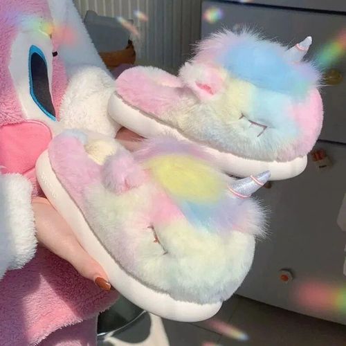 Chaussures Pantoufles Krasnopantoufles En Fourrure Moelleuses Pour Femmeschaussures Semelle Optique Plateformetoboggans De Maison En Mousse Mémoire De Forme Kawaiinoir Et Blancmignonhiver