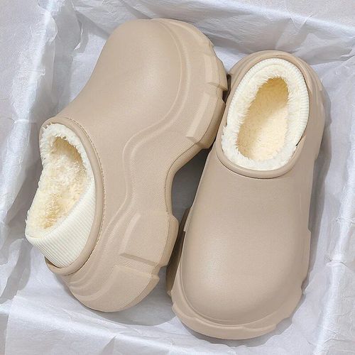 Pantoufle À Plateforme Imperméable En Peluche Chaude Pour Femme,Chaussures D'intérieur Pour Femme,Chaussure À Enfiler,Semelle Optique,Extérieur,Toboggans Pour La Maison,6cm