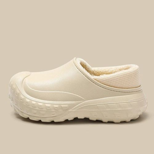 Pantoufle À Plateforme Imperméable En Peluche Chaude Pour Femme,Chaussures D'intérieur Pour Femme,Chaussure À Enfiler,Semelle Optique,Extérieur,Toboggans Pour La Maison,6cm