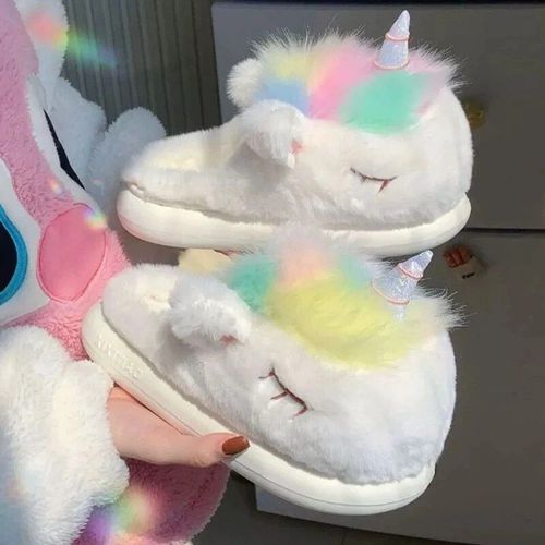 Chaussures Pantoufles Krasnopantoufles En Fourrure Moelleuses Pour Femmeschaussures Semelle Optique Plateformetoboggans De Maison En Mousse Mémoire De Forme Kawaiinoir Et Blancmignonhiver