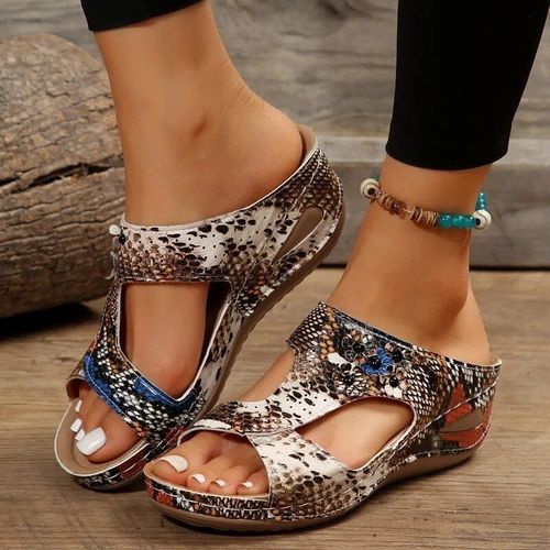 Chaussures Sandales Romaines Semelles Compensées Pour Femmepantoufles De Plage Légèresantidérapantesgrande Taillerétrofleurété