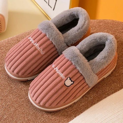 Chaussures Pantoufles Courtes En Peluche Coordonnantes Pour Coupletoboggans De Chambre Coucherchaussures D'intérieur Doucesfourrurechaudhivermaisonhommesfemmesnouvelle Mode