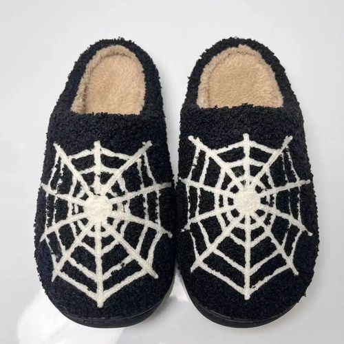 Chaussures Pantoufles D'halloween En Peluche Pour Femmechaussures Plateforme En Fourrureplatesde Stylistepour La Maisoncouplegrande Taille