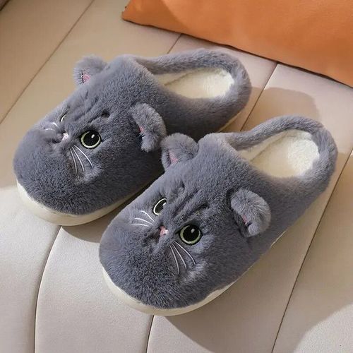 Chaussures Wtempopantoufles De Chat En Fourrure Moelleuse Pour Femmes Et Hommestoboggans En Peluche D'hiverpantoufles Pelucheuses D'intérieurjolies Chaussures En Cotonmaison