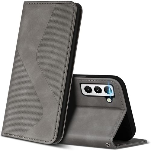 Coque Pour Samsung Galaxy S21 Plus 5g, Premium Etui Housse En Cuir De Protection Avec [Emplacements Cartes] [Magnetique], Clapet Folio Portefeuille Pour Samsung Galaxy S21 Plus 5g (Gris)