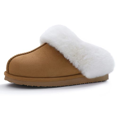 Comwarm-Pantoufles D'hiver En Fausse Fourrure De Daim Pour Femme,Chaussures En Peluche Pour La Maison,Niket Extérieur - 44-45