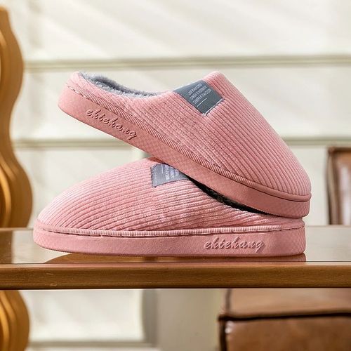 Pantoufles Doublées De Peluche Pour Femmes,Chaussures Chaudes D'hiver D'intérieur Pour Chambre À Coucher,Pantoufles Muettes Pour La Maison