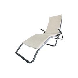 Il Tuo Artigiano Design Coussin Pour Transat Pliant, Bain De Soleil, Salon De Jardin, 165x50 Cm, Coton, Totalement Déhoussable Ivoire
