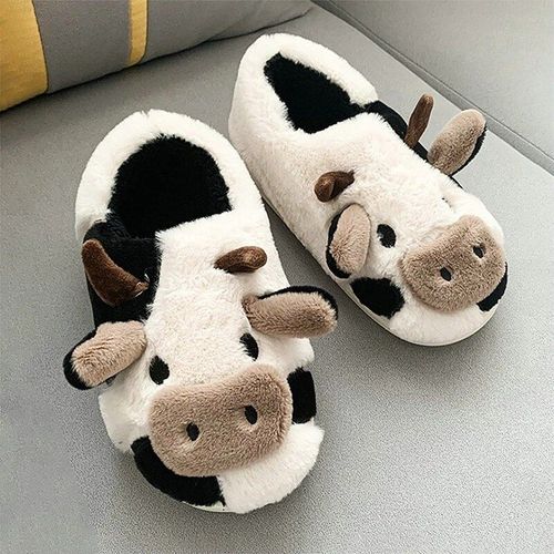 Chaussures Pantoufles De Vache Mignonnes Pour Femmeschaussures De Maison D'intérieurpantoufles Chaudes En Peluche Pour Couplesdiapositives Plateforme Pour La Maisonchaussures Kawaiihiver