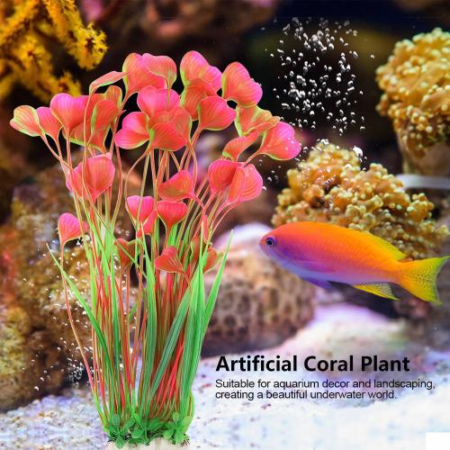 Ornement Artificiel En Plastique De Plante Aquatique Pour Le Jardin Aquarium Sous-Marin D'aquarium Rose