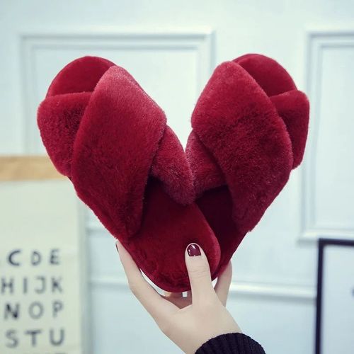 Chaussures Pantoufles D'intérieur Décontractées Pour Femmestongs Pour Femmeschaussures Moelleusestoboggans De Conception Croiséepantoufle En Peluche Douce Et Chaude Pour Dameshiver