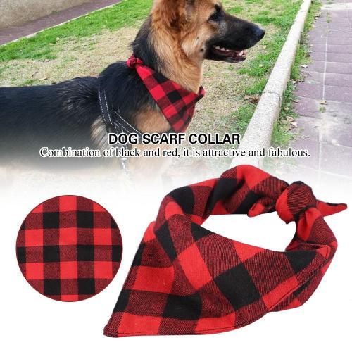 Écharpe Col Bavoir Pour Chien Chien Bandage Foulard Bandana Plaid Modèle Noir Rouge (S)