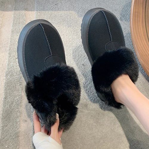 Chaussures Pantoufles Plates Plateforme En Fourrure Pour Femmemules Chaudes En Peluchenouvelle Mode Hiver Chaussures De Maison En Cotonbottes Slingbacktongs