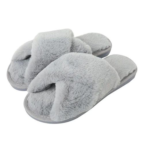 Chaussures Pantoufles Fourrées Croisées Pour Femmesdesignchaussures D'intérieur Platestongs Pour Dameshiver