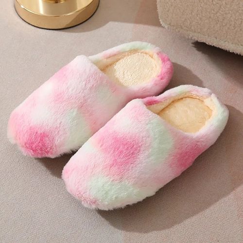 Chaussures Chaussons D'intérieur Dégradés Pour Hommes Et Femmestoboggans En Fourrurechaussures De Sol Coordonnantescoton Doux Et Chaudpeluchemaisonchambre Coucherhiver