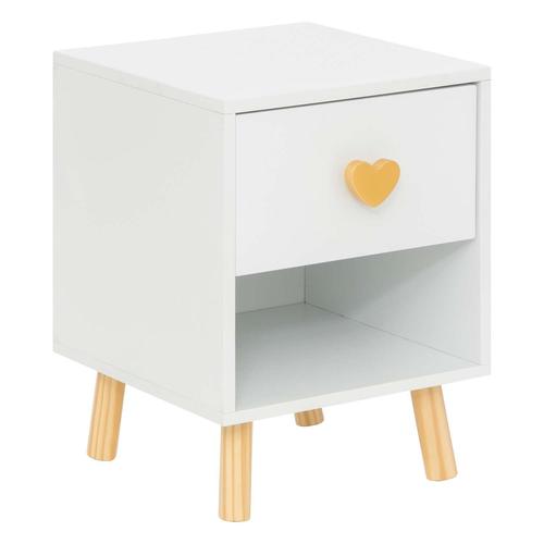 Table De Chevet 1 Tiroir En Bois Amour - Blanc