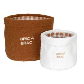 Duo De Paniers De Rangement En Bouclette - Blanc Et Marron