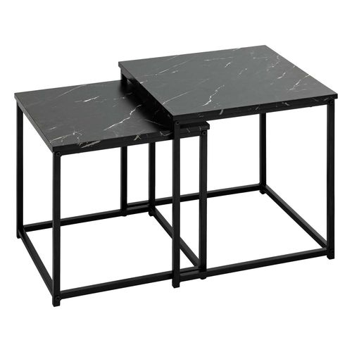 Duo De Tables D'appoint Effet Marbre - Noir