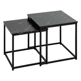 Duo De Tables D'appoint Effet Marbre - Noir