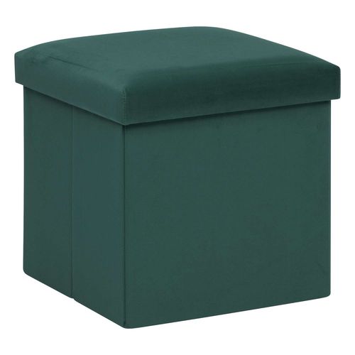 Pouf De Rangement Pliable En Velours - Vert Cèdre